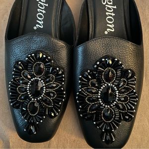 Black Brighton Mules Slides Embellished size 8.5